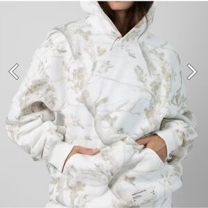 Women's White Camo Hoodie with Subtle Beige Accents